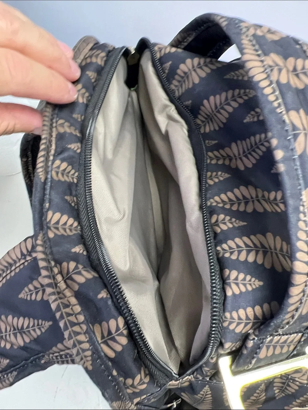 JuJuBe Patterned Diaper Backpack - Black & Gold Leaf Print